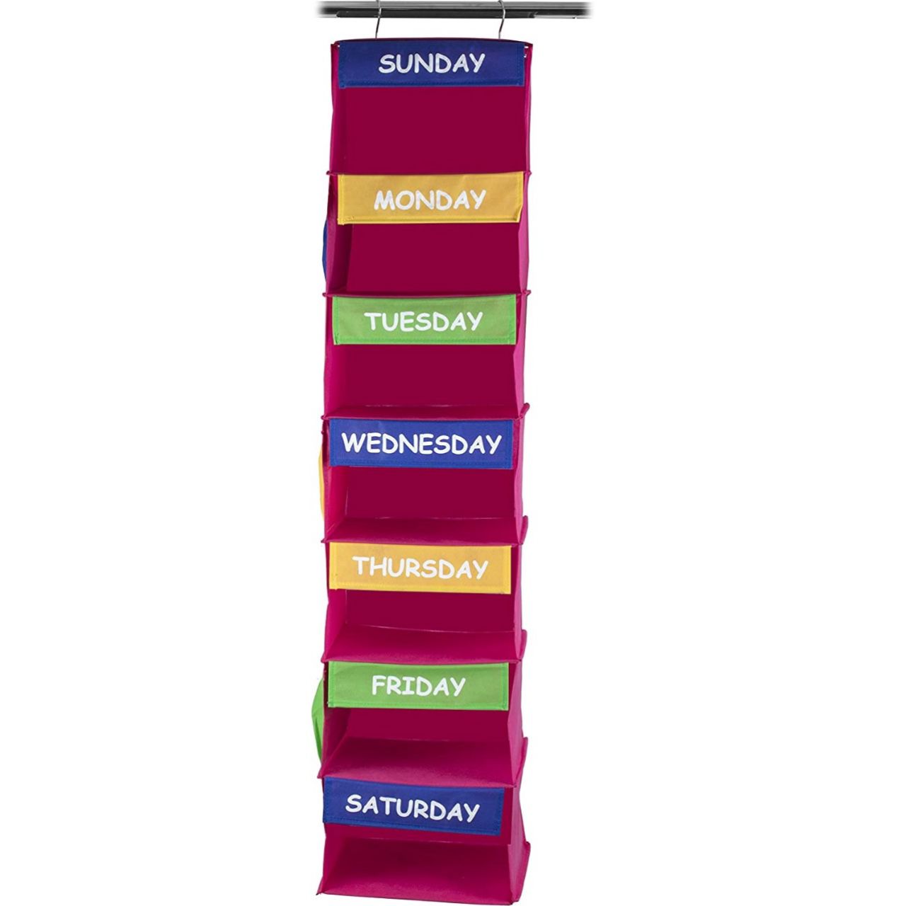 Kids Closet Organizer - Daily Activity Kids Hanging Rack - 7 Shelf Storage Portable Cloth Organizer for Closet Solutions