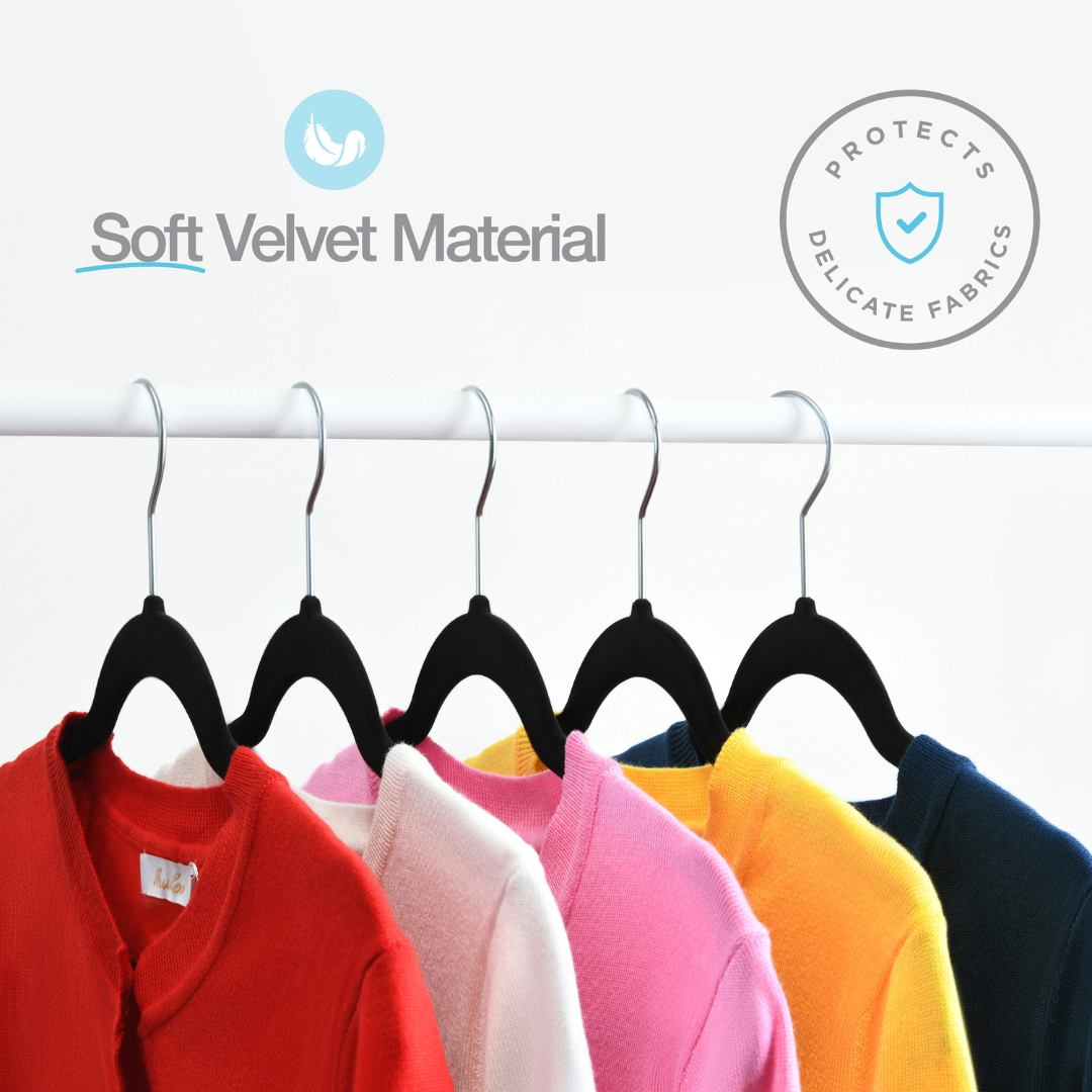 Premium Velvet Hangers 30 Pack - Black Suit Hangers Non Slip - Heavy duty Clothes Hangers for Closet, Jacket, Shirt, Pants and Suit, Hook Swivel 360 - Ultra Thin