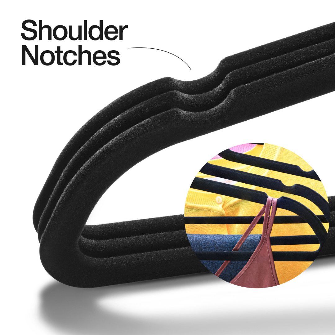 Premium Velvet Hangers 30 Pack - Black Suit Hangers Non Slip - Heavy duty Clothes Hangers for Closet, Jacket, Shirt, Pants and Suit, Hook Swivel 360 - Ultra Thin