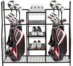 Golf Bag Sports - Dual Golf Storage Organizer - Golf Organizer Rack for Garage - Indoor & Outdoor Garage Organizer Holder - Large Capacity Garage Sports Equipment Organizer - Heavy Duty Steel Storage Cart