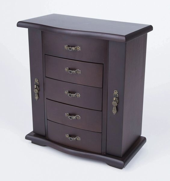 HOME-IT CHERRY WOODEN JEWELRY BOX ORGANIZER 12X10X5.5
