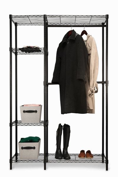 HOME-IT GARMENT RACK HEAVY DUTY SHELVING WIRE SHELVING (BLACK) CLOSET SHELVING GARMENT RACKS