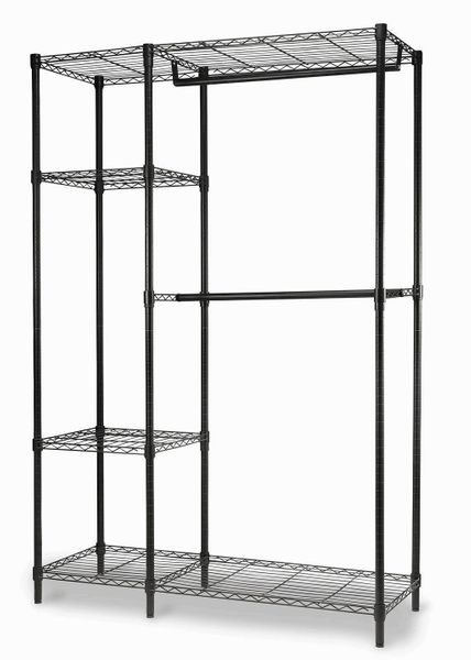 HOME-IT GARMENT RACK HEAVY DUTY SHELVING WIRE SHELVING (BLACK) CLOSET SHELVING GARMENT RACKS