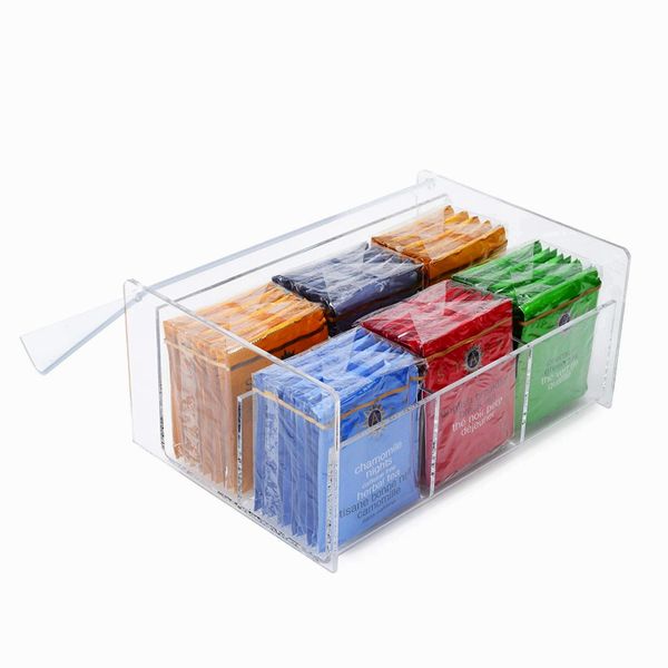 Home-it Acrylic 6 Compact Tea Bag Box orgenizer