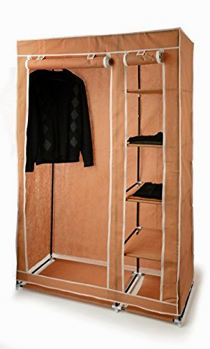 HOME-IT PORTABLE HOME WARDROBE STORAGE HANGER CLOSET ORGANIZER W/ SHOE RACK - COFFEE