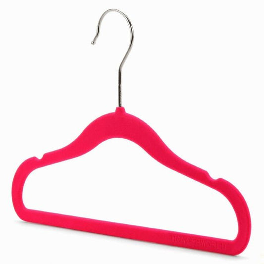 HOME-IT ON PACK OF 30 SLIP FLOCKED VELVET BABY SPACE SAVING HANGERS PINK