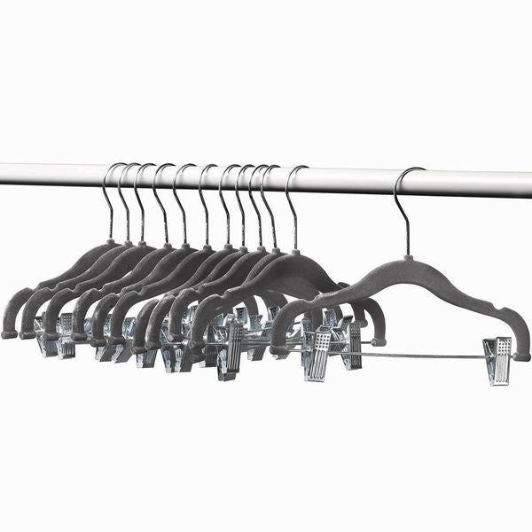 Home-it 12 PACK baby hangers with clips GRAY baby Clothes Hangers