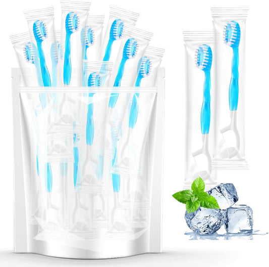 20 Individually Packaged Disposable Travel toothbrushes with Toothpaste