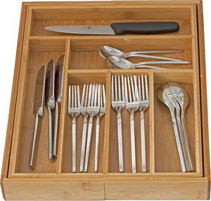 HOME-IT EXPANDABLE CUTLERY DRAWER ORGANIZER, FLATWARE DRAWER DIVIDERS, KITCHEN DRAWER ORGANIZER NICE CUTLERY HOLDER