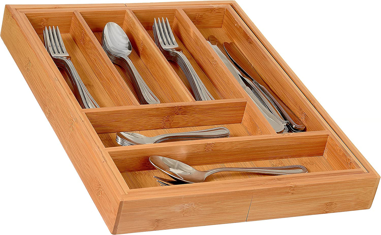 HOME-IT EXPANDABLE CUTLERY DRAWER ORGANIZER, FLATWARE DRAWER DIVIDERS, KITCHEN DRAWER ORGANIZER NICE CUTLERY HOLDER