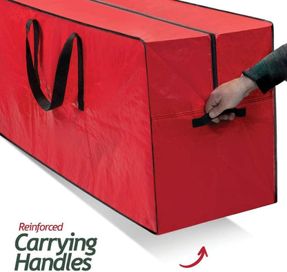 9 ft Christmas Tree Storage Bag - Waterproof, Heavy-Duty, Large Christmas Tree Bag - Reinforced Handles, Dual Zipper, Label & Side Pocket - Protection From Dust, Water - Red, 50x15x20