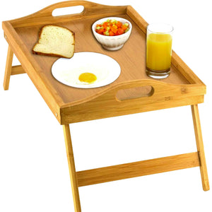 HOME-IT BED TRAY TABLE WITH FOLDING LEGS, AND BREAKFAST TRAY, BAMBOO BED TABLE AND BED TRAY WITH LEGS