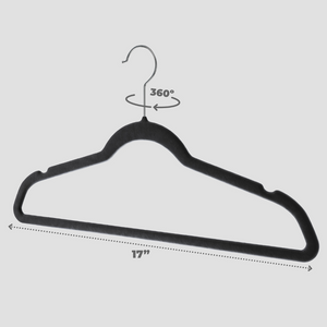 Premium Velvet Hangers 30 Pack - Black Suit Hangers Non Slip - Heavy duty Clothes Hangers for Closet, Jacket, Shirt, Pants and Suit, Hook Swivel 360 - Ultra Thin