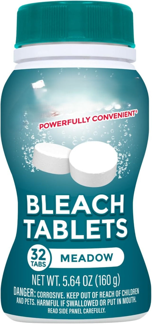 Ultra Concentrated Bleach Tablets [32 tablets] - Meadow Scent - for Laundry, Toilet, and Multipurpose Home Cleaning