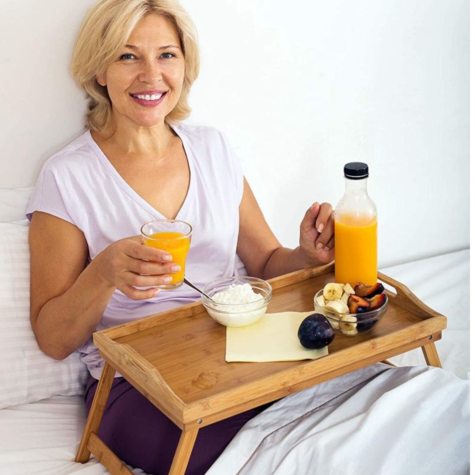 HOME-IT BED TRAY TABLE WITH FOLDING LEGS, AND BREAKFAST TRAY, BAMBOO B –  homeitusa