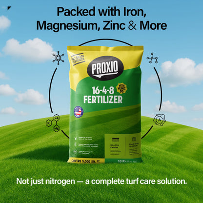 Fertilizer - 16-4-8 lawn fertilizer for grass with Humic, 11,000 sq ft, works with all spreaders Suitable for all turf types (40lb)
