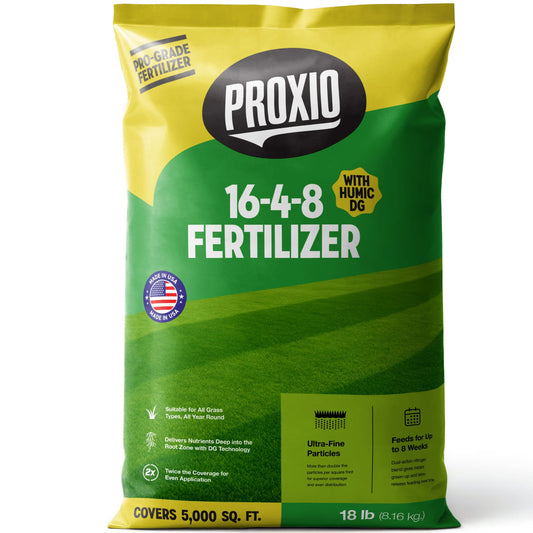 Fertilizer - 16-4-8 lawn fertilizer for grass with Humic, 11,000 sq ft, works with all spreaders Suitable for all turf types (40lb)