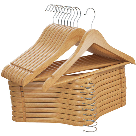 Home-it (20) Natural wood Pack Solid Wood Clothes Hangers, Coat Hanger Wooden Hangers