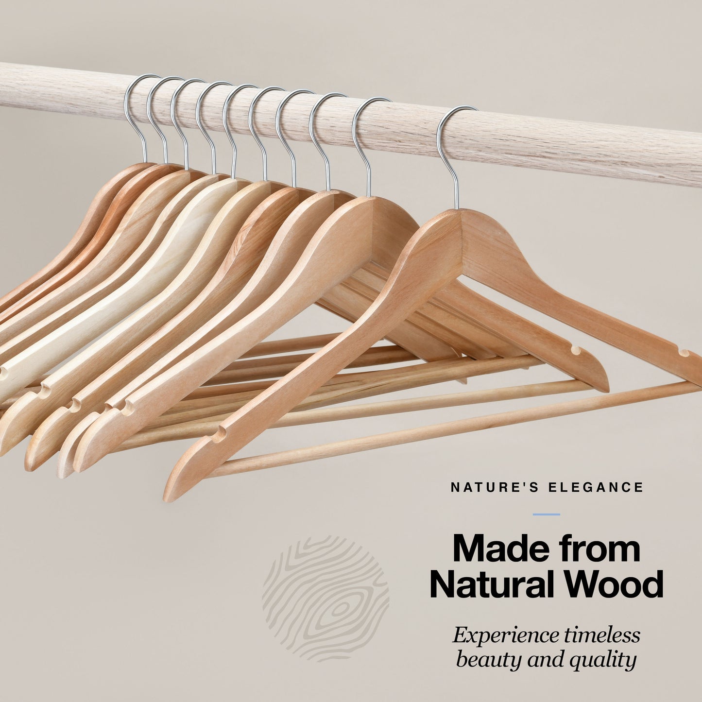 Home-it (20) Natural wood Pack Solid Wood Clothes Hangers, Coat Hanger Wooden Hangers