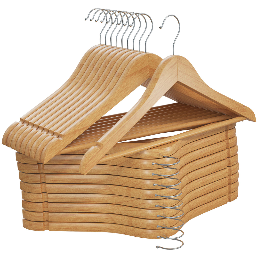 Home-it (20) Natural wood Pack Solid Wood Clothes Hangers, Coat Hanger Wooden Hangers