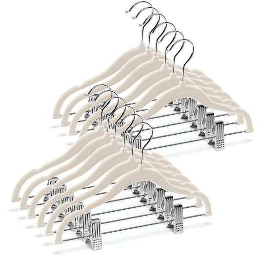 Home-it 10 Pack Clothes Hangers with clips - IVORY Velvet Hangers for skirt hangers - Clothes Hanger - pants hangers - Ultra Thin No Slip