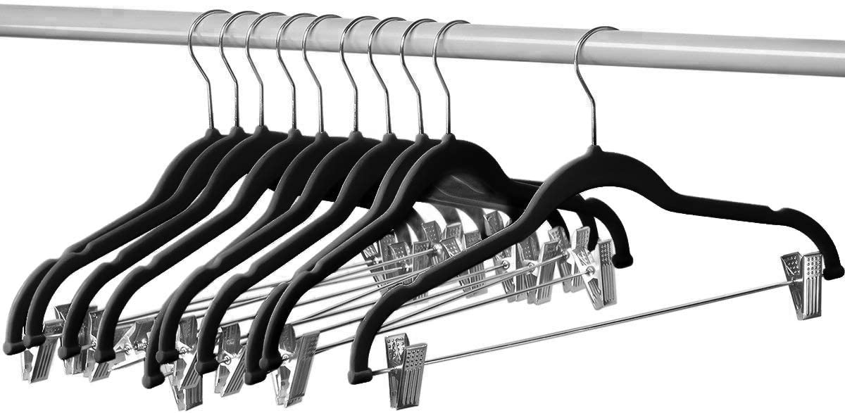 Home-it 10 Pack Clothes Hangers with clips PINK Velvet Hangers use for –  homeitusa