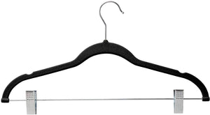 Home-it 10 Pack Clothes Black Hangers Ultra Thin No Slip Hanger with Metal Clips