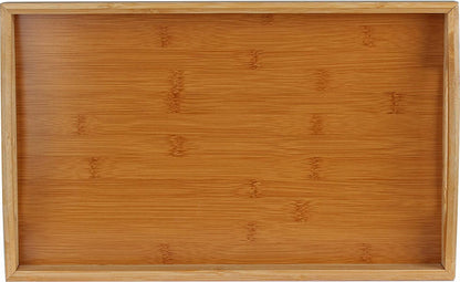 Serving Tray Bamboo - Wooden Tray with Handles - Great for Dinner Trays, Tea Tray, Bar Tray, Breakfast Tray, or Any Food Tray - Good for Parties or Bed Tray