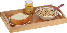 Load image into Gallery viewer, Serving Tray Bamboo - Wooden Tray with Handles - Great for Dinner Trays, Tea Tray, Bar Tray, Breakfast Tray, or Any Food Tray - Good for Parties or Bed Tray
