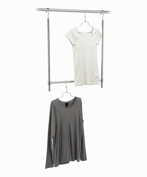 HOME-IT DOUBLE HANGING CLOTHES RACK CHROME ADJUSTABLE HANGING CLOSET ORGANIZER, CLOTHES HANGING RACK