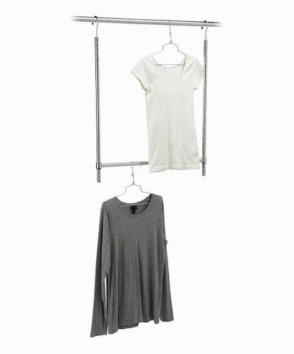 HOME-IT DOUBLE HANGING CLOTHES RACK CHROME ADJUSTABLE HANGING CLOSET ORGANIZER, CLOTHES HANGING RACK