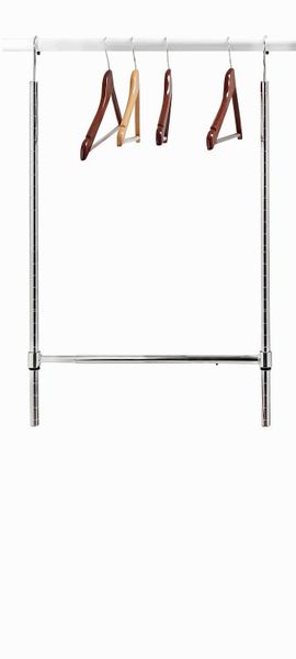 HOME-IT DOUBLE HANGING CLOTHES RACK CHROME ADJUSTABLE HANGING CLOSET ORGANIZER, CLOTHES HANGING RACK