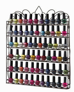 HOME-IT NAIL POLISH RACK NAIL POLISH ORGANIZER HOLDS UP TO 102 BOTTLES METAL FRAME, UNBREAKABLE (COLOR BRONZE)