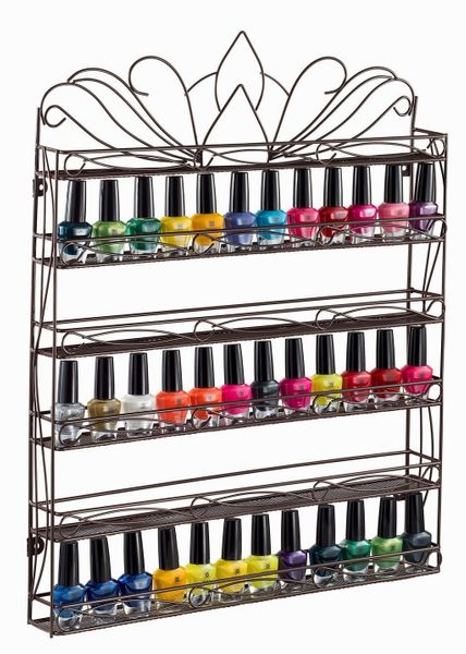 HOME-IT NAIL POLISH RACK NAIL POLISH ORGANIZER HOLDS UP TO 102 BOTTLES METAL FRAME, UNBREAKABLE (COLOR BRONZE)