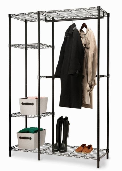 HOME-IT GARMENT RACK HEAVY DUTY SHELVING WIRE SHELVING (BLACK) CLOSET SHELVING GARMENT RACKS