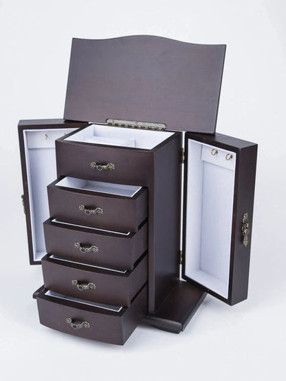 HOME-IT CHERRY WOODEN JEWELRY BOX ORGANIZER 12X10X5.5