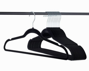Premium Velvet Hangers Heavy duty - 50 Pack Clothes Hangers - Non slip Black Suit hangers - Clothes Hanger Hook swivel 360 - Ultra Thin (50 Pack)