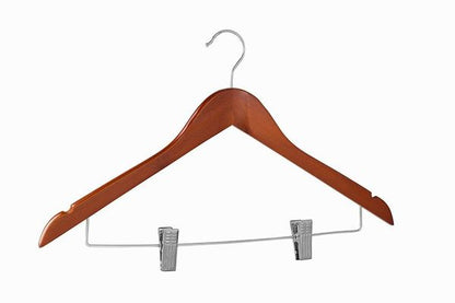 HOME-IT (20 PACK) CHERRY WOOD SOLID WOOD CLOTHES HANGERS, COAT HANGER WOODEN HANGERS WITH CLIPS