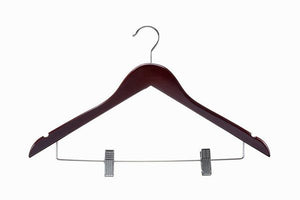 HOME-IT (20 PACK) MANHOGANY WOOD SOLID WOOD CLOTHES HANGERS, COAT HANGER WOODEN HANGERS WITH CLIPS