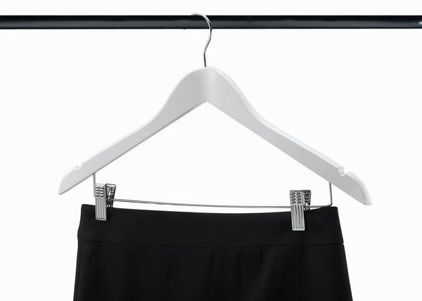 HOME-IT (20 PACK) WHITE WOOD SOLID WOOD CLOTHES HANGERS, COAT HANGER WOODEN HANGERS WITH CLIPS