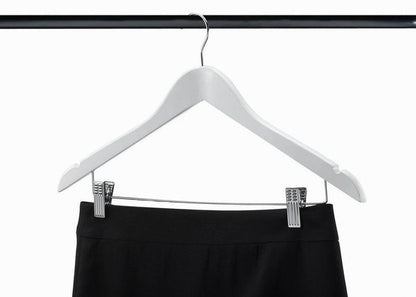HOME-IT (20 PACK) WHITE WOOD SOLID WOOD CLOTHES HANGERS, COAT HANGER WOODEN HANGERS WITH CLIPS