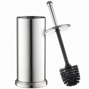 Home-it toilet brush set Chrome toilet brush for tall toilet bowl and toilet brush holder with Lid great toilet bowl cleaner