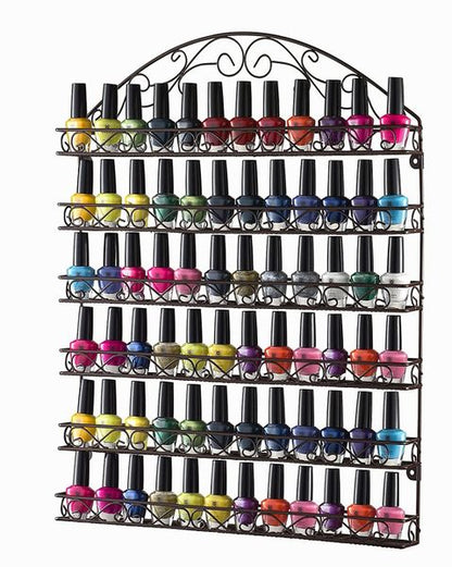 NAIL POLISH WALL RACK METAL 6 TIERS HOLDS 72 BOTTLES