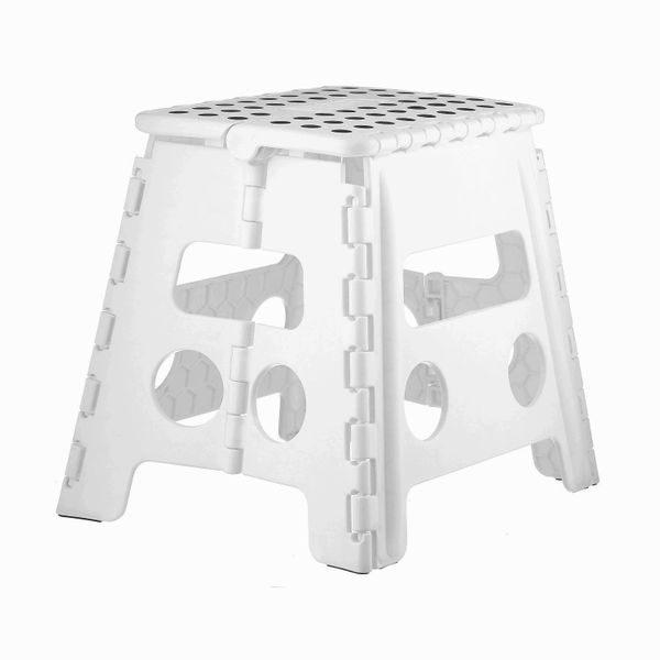 Home-it Folding Childeren Step Stool and for Adults 13 In. White Holds up to 300 LBS