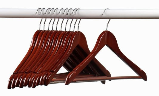 Home-it (24) Pack Solid Wood Clothes Hangers, Coat Hanger Light Cherry Wooden Hangers