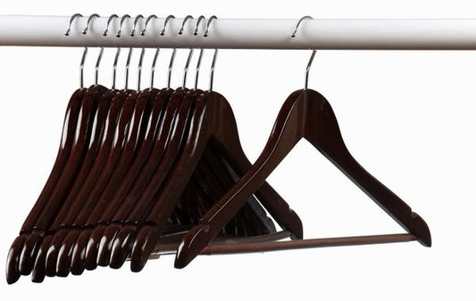 Home-it (24) Pack Solid Wood Clothes Hangers, Coat Hanger Dark Mahogany Wooden Hangers