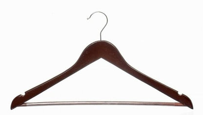 Home-it (24) Pack Solid Wood Clothes Hangers, Coat Hanger Dark Mahogany Wooden Hangers