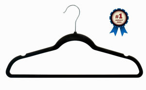 Non Slip Velvet Hangers - 100 Pack Clothes Hanger Flocked Swivel 360 - Black