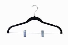 Load image into Gallery viewer, Home-it 10 Pack Skirt Hangers with Clips Black Velvet Hangers Use for Skirt Clothes Hangers - Felt Pants Hangers Ultra Thin Non Slip
