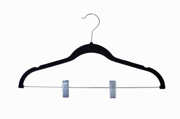Home-it 10 Pack Clothes Black Hangers Ultra Thin No Slip Hanger with Metal Clips